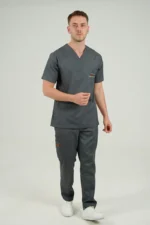 ست اسکراب جراحی یقه ۷ رنگ طوسی unisex - تصویر 2