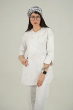 اسکراب پزشکی آستین سه ربع سفید زنانه - تصویر 3