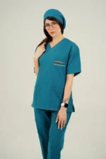 ست اسکراب جراحی و پزشکی یقه ۷ رنگ سبز کله غازی آستین کوتاه - تصویر 3