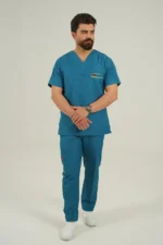 ست اسکراب جراحی و پزشکی یقه ۷ رنگ سبز کله غازی آستین کوتاه - تصویر 2