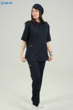 اسکراب پزشکی زنانه سرمه ای یقه ایستاده اسپرت
