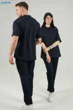 ست اسکراب پزشکی استین کوتاه رنگ سرمه ای زنانه و مردانه