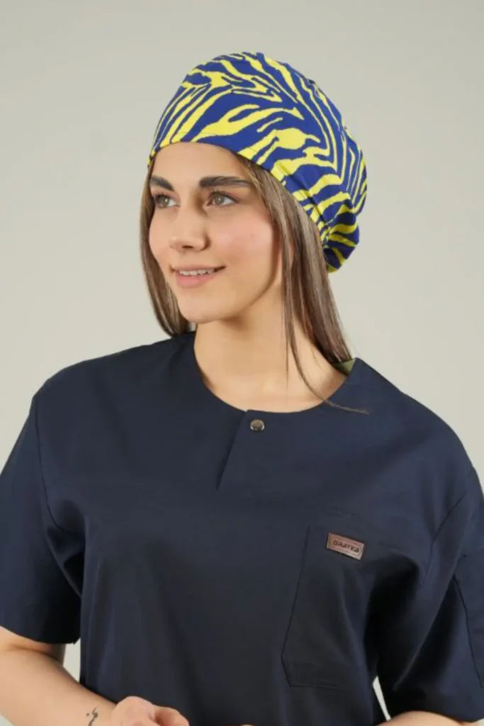 کلاه جراحی ساده ابی زرد زنانه