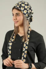 کلاه پزشکی جراحی زنانه طرح گل بابونه