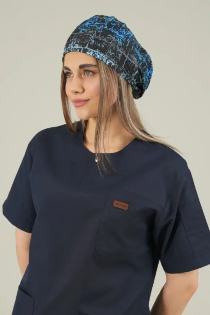 کلاه پزشکی طرح ابی مشکی