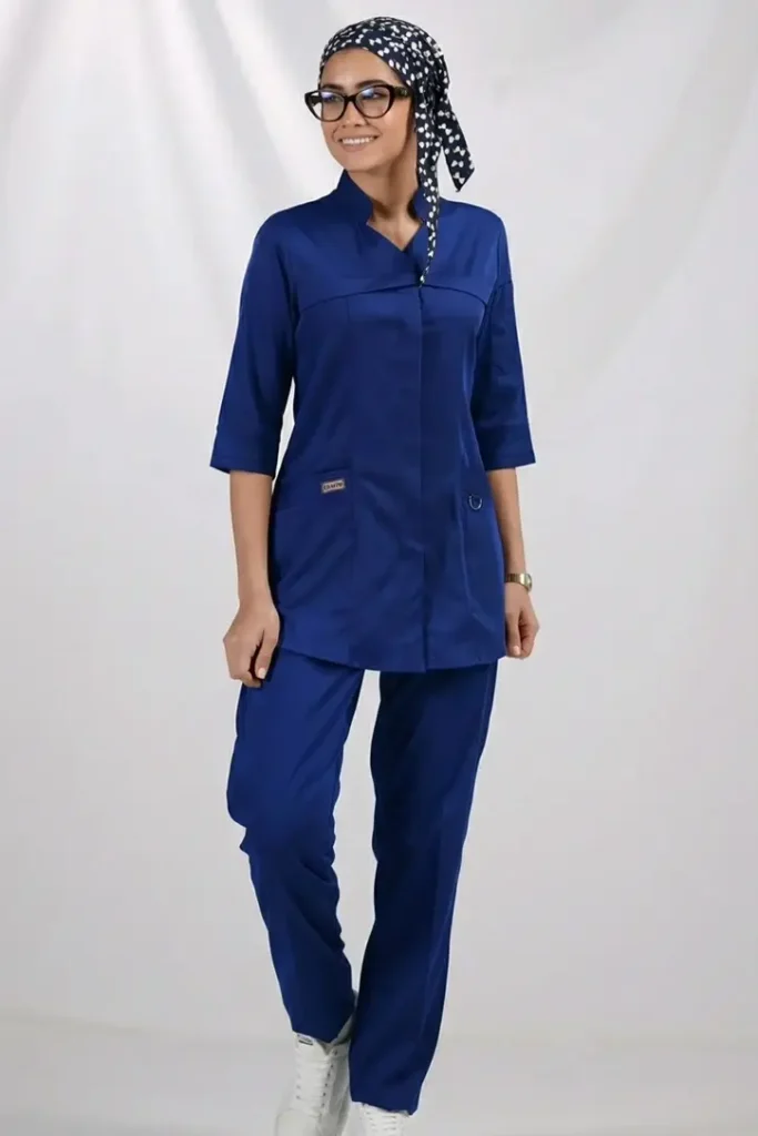 اسکراب استین سه ربع زنانه ابی