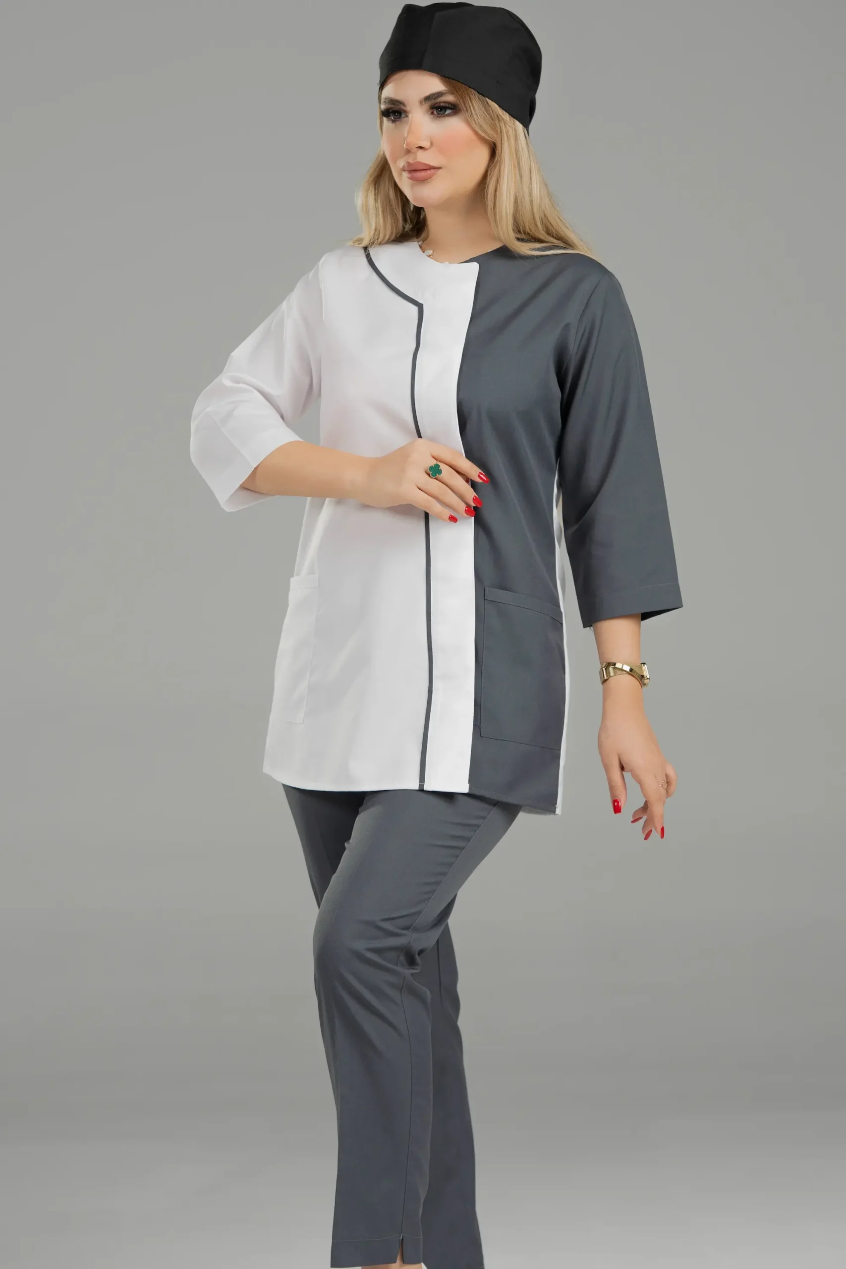 اسکراب زنانه طوسی سفید
